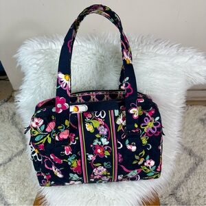 Vera Bradley Quilted Floral Satchel Handbag Zip Top Cotton Purse